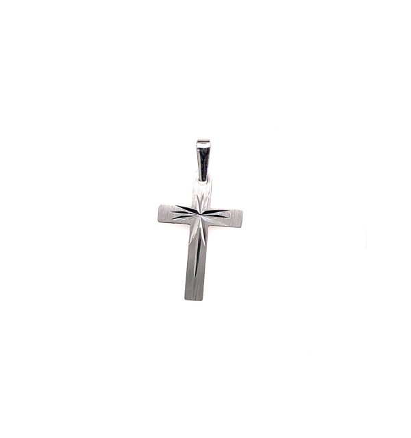 Kreuz in Weißgold 585/000 mattiert