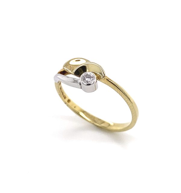 Zweifärbiger Ring in Gold/Weißgold 585/000 mit Diamant