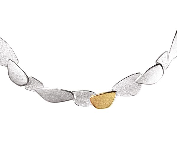 Collier Silber mit Gelbgoldteil