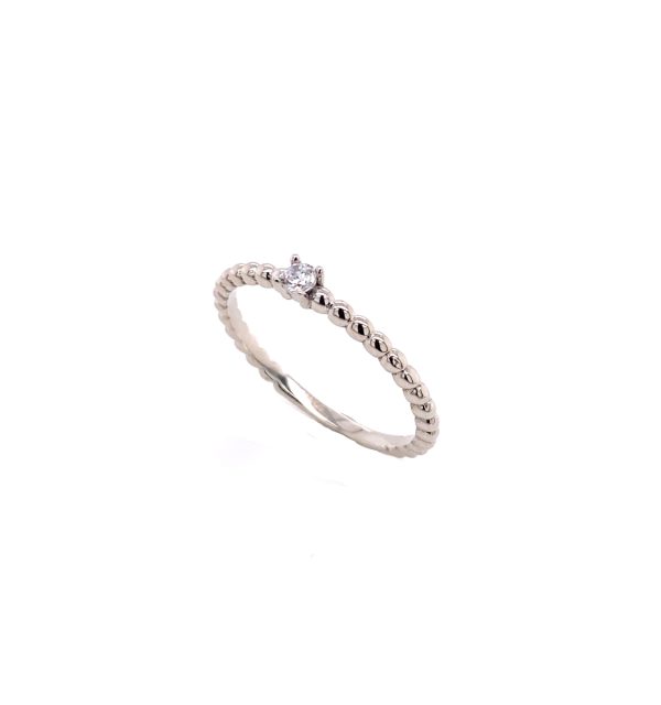 Kugelring aus Weißgold 585/000 mit Zirkonia