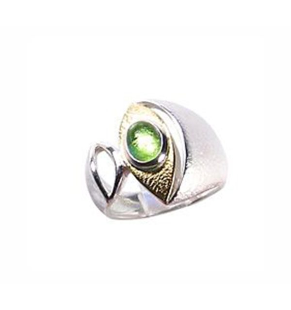 Ring Silber 925/000 mit Gelbgold 750/000 und Peridot