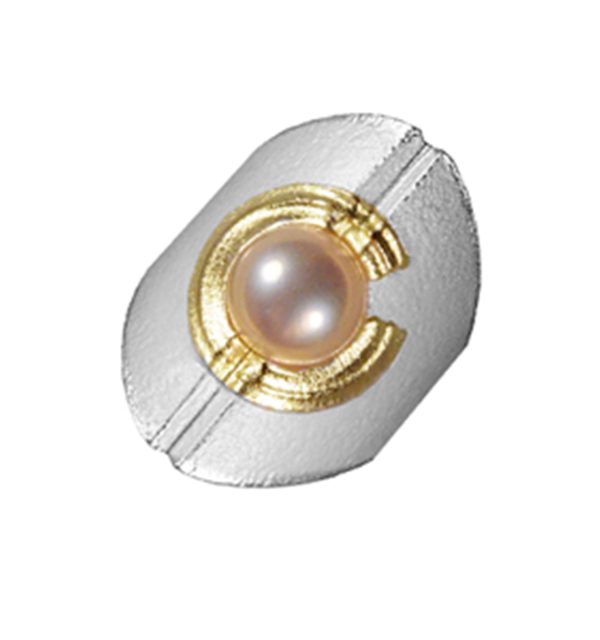 Ring Silber 925/000 mit Gelbgold 750/000 und Süßwasserperle