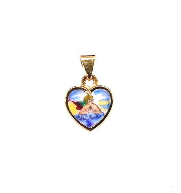 Schutzengerl emailiert 585/000 Gelbgold Herzform