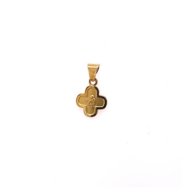 Schutzengel Kreuz in Gelbgold 585/000