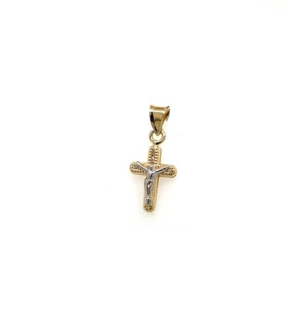 Kreuz in Gelbgold 585/000 mit Korpus in Weißgold