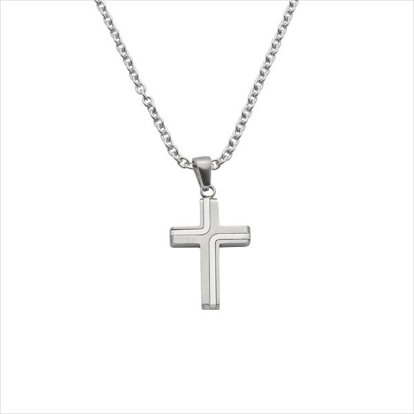 Herrenkette Stahl Kreuz