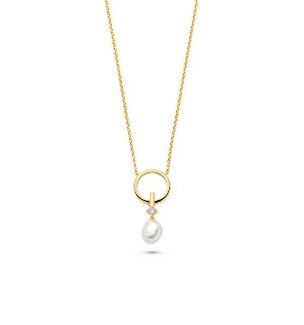 Collier Icon Pearl in Silber 925/000 vergoldet mit Zirkonia und Süßwasserperle