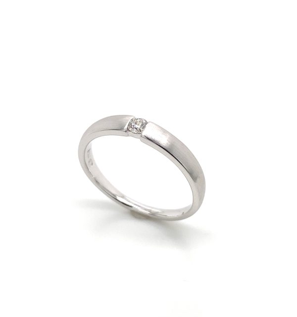 Solitärring in Palladium-Weißgold 585/000 mit Diamant