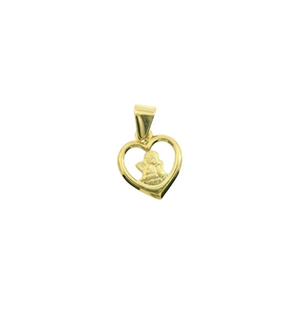 Schutzengel in Gelbgold 585/000 in Herzform