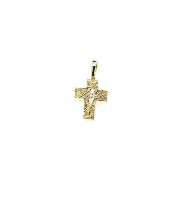 Kreuzanhänger in Gelbgold 585/000 mit Zirkonia