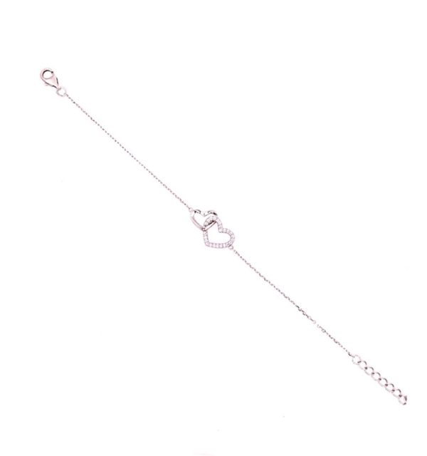 Armband in Silber 925/000 mit ineinander verschlungenen Herzen und Zirkonia