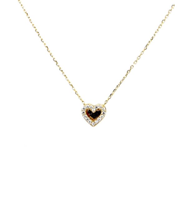 Collier mit Herz in Gelbgold 585/000 und Zirkonia