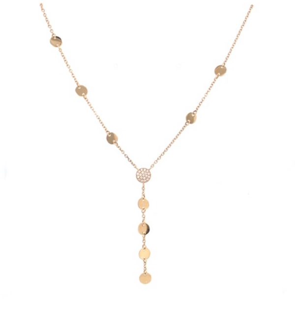 Y-Collier in Rosègold 750/000 mit Brillanten und Plättchen