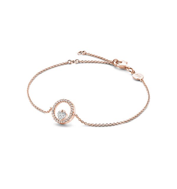 Armband Icon Heart Pavè in Silber 925/000 Rosevergoldet mit Zirkoniaherz