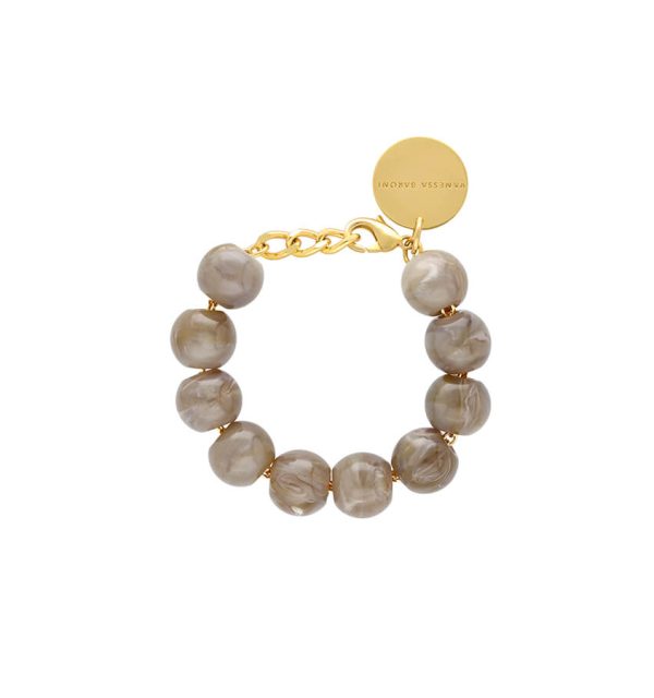 Vanessa Baroni Armband Beads Greige Marble