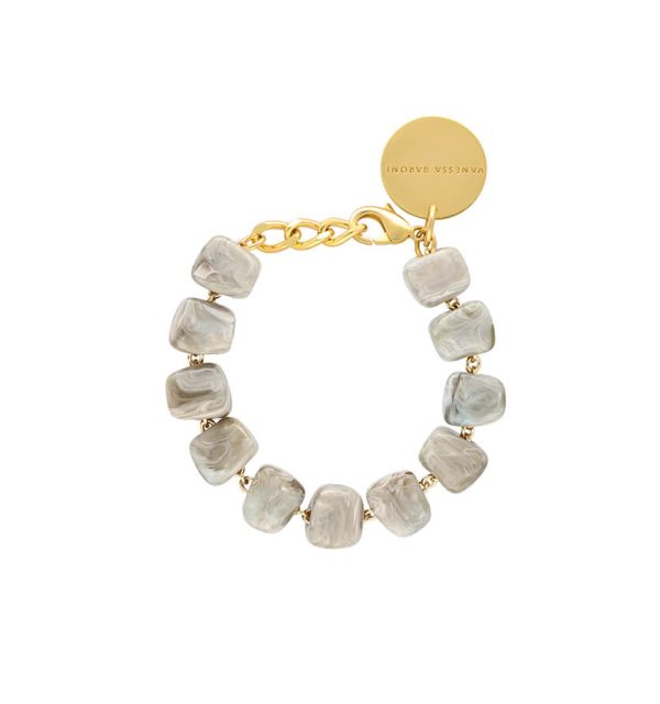 Vanessa Baroni Armband Mini organic Shaped Snow green Marble