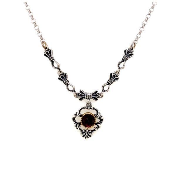 Trachtencollier in Silber 925/000 mit Granat und Vergoldung