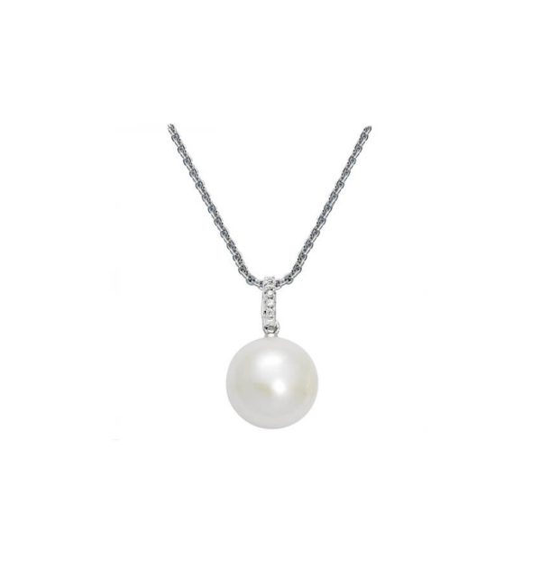 Collier aus Silber 925/000 mit Zirkonia und Perle