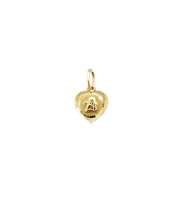Schutzengel in Herzform aus Gelbgold 585/000