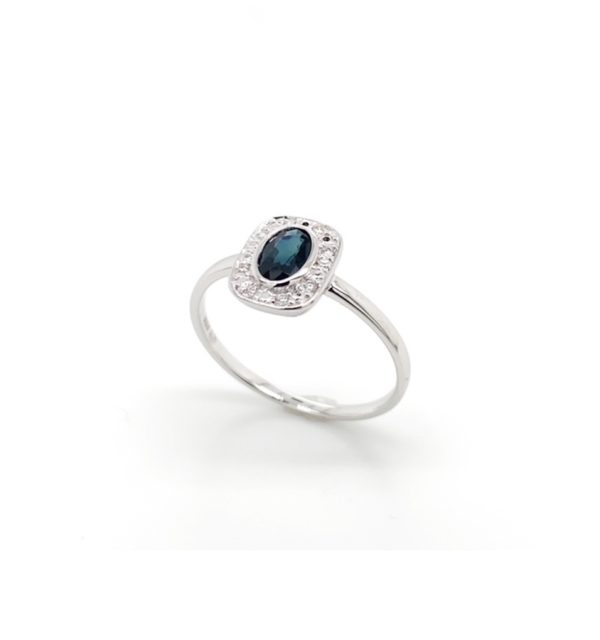 Ring Weißgold 585/000 mit Safir und Diamanten