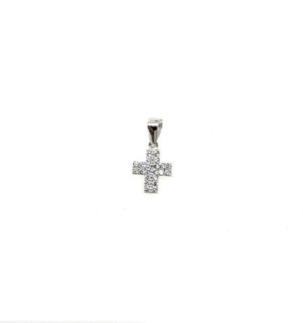 Kreuz aus Weißgold 585/000 mit Zirkonia