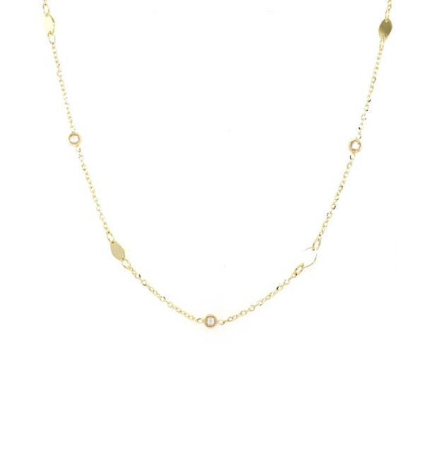 Collier in Gelbgold 585/000 mit Plättchen und Zirkonia