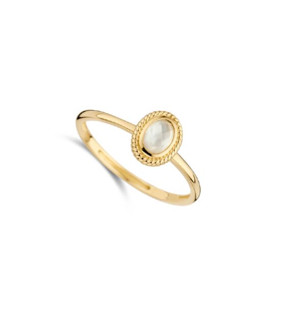 Ring in Gelbgold 585/000 mit Perlmutt und Kristall