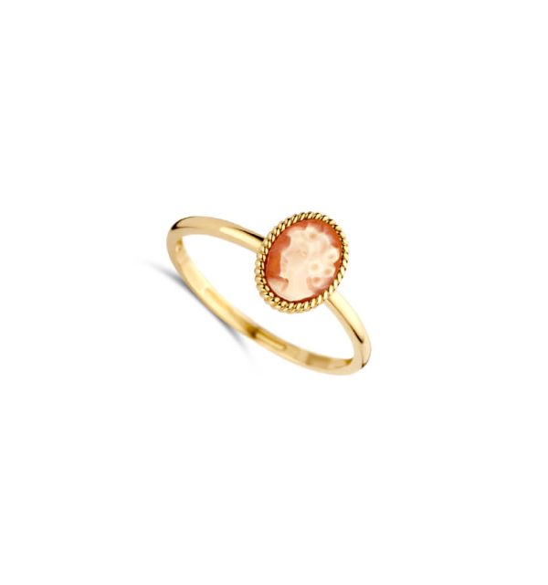 Ring in Gelbgold 585/000 mit geschnitztem Muschelkern