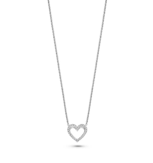 Collier Classic Heart Pavèe in Silber 925/000 mit Zirkonia