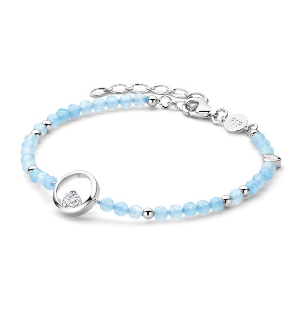 Armband Icon Heart Stone Edition in Silber 925/000 mit Aquamarin und Zirkoniaherz