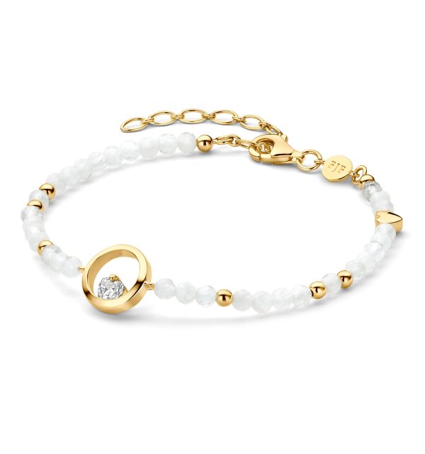 Armband Icon Heart Stone Edition in Silber 925/000 mit Rainbow Moonstone und Zirkoniaherz