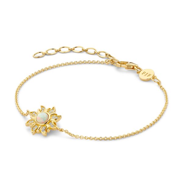 Armband Sonne in Silber 925/000 vergoldet mit Zirkonia und Perlmutt