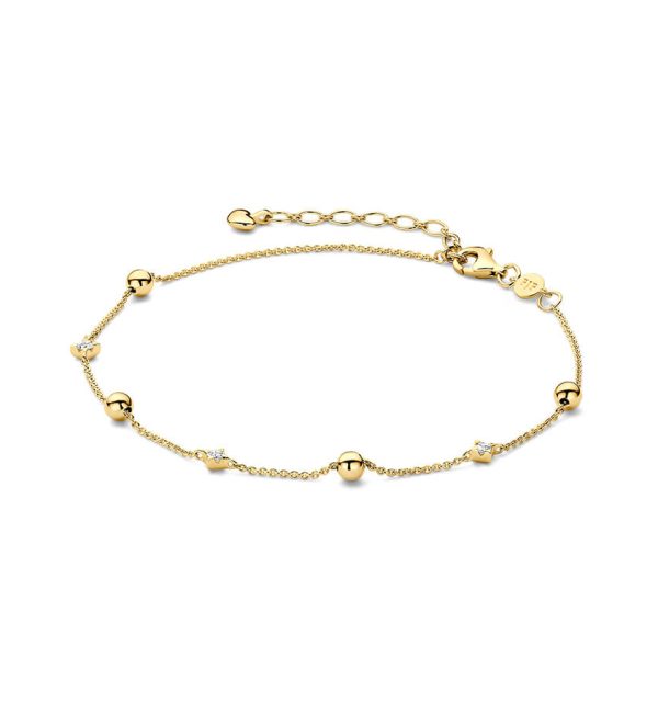 Fußketterl Bella Balls and Stars in Silber 925/000 vergoldet mit Zirkonia