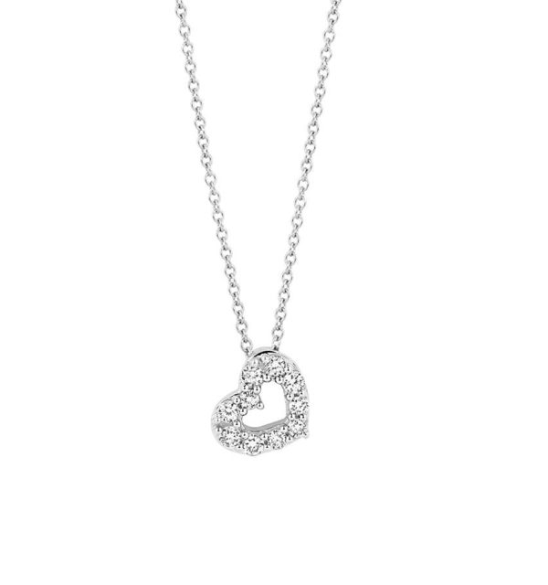 Collier in Weißgold 585/000 mit Herz aus Labordiamanten