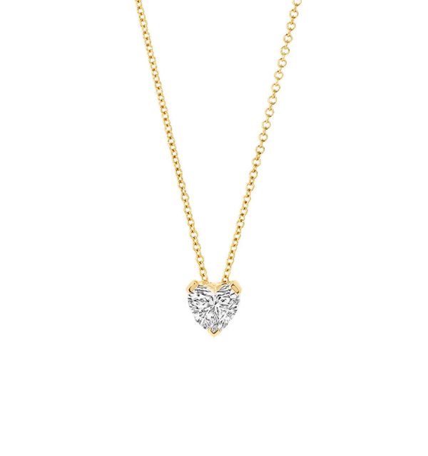 Collier in Gelbgold 585/000 mit Herz aus Labordiamanten