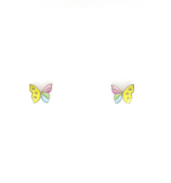 Kinderohrstecker Silber 925/000 Schmetterling bunt
