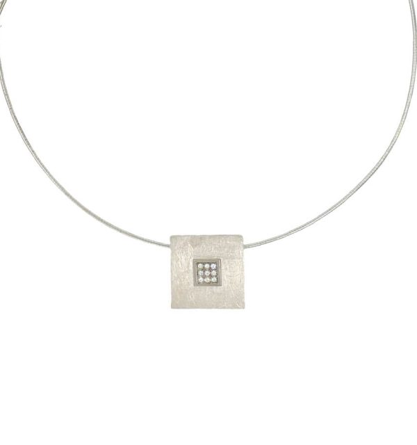 Anhänger in Silber 925/000 Kratzmattiert mit Diamanten