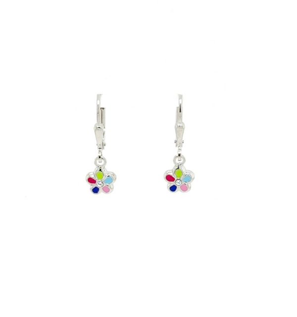 Kinderohrpendel Silber 925/000 Blume bunt mit Zirkonia