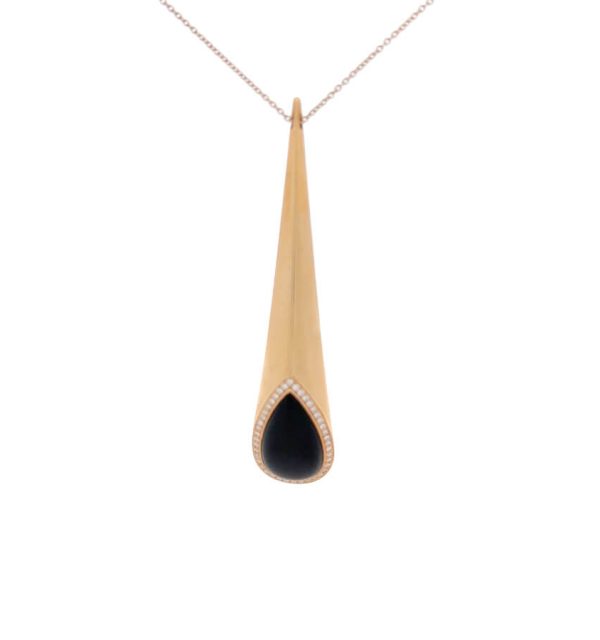 Collier in Rosègold 750/000 mit Onyx und Diamanten