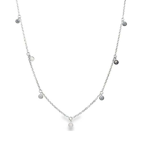 Collier aus Silber 925/000 mit Plättchen und Zirkonia
