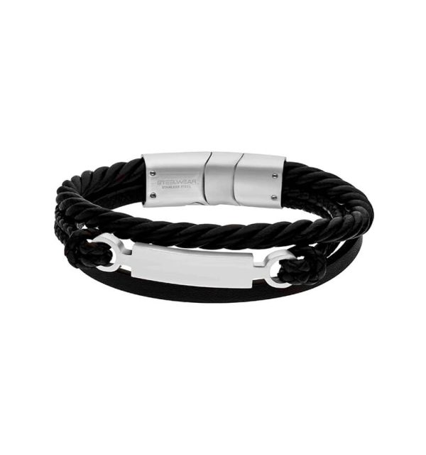 Herrenarmband aus Edelstahl und Leder