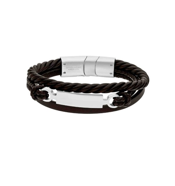 Herrenarmband aus Edelstahl und Leder