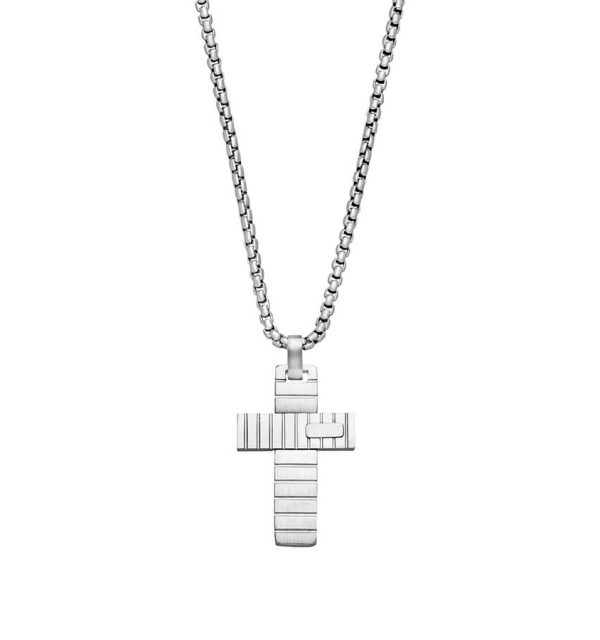 Herrenkette Stahl Kreuz