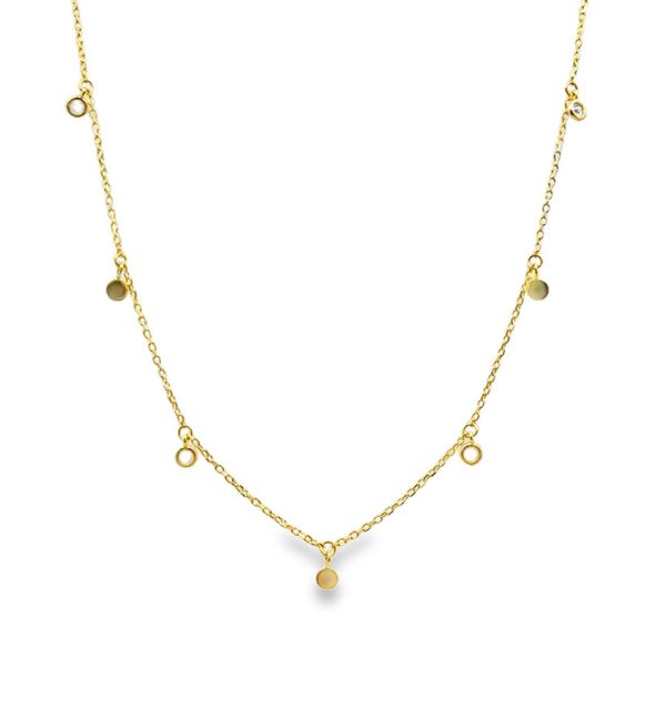 Collier aus Silber 925/000 vergoldet mit Plättchen und Zirkonia