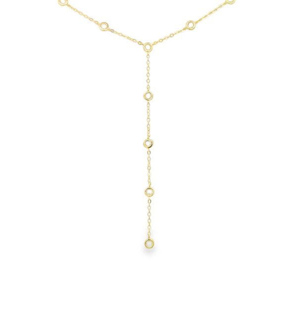 Collier in Silber 925/000 vergoldet mit Zirkonia in Y Form