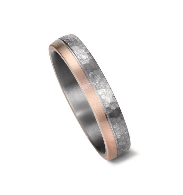 Herrenring aus Tantal mit 585/000 Rosegold