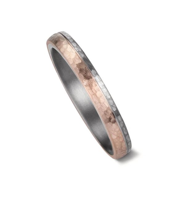 Herrenring aus Tantal mit 585/000 Rosegold