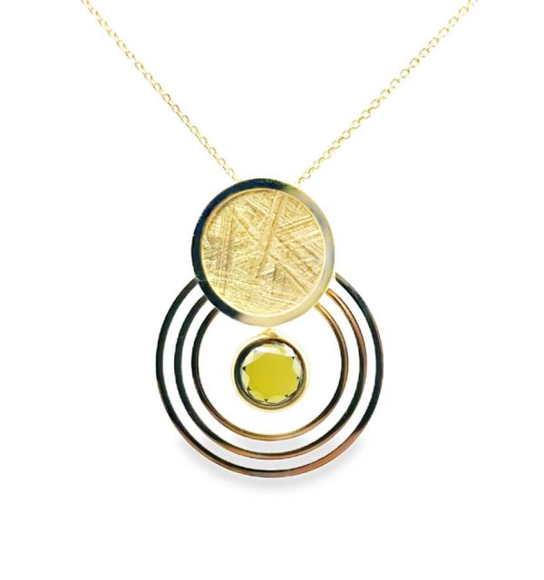 Collier in Silber 925/000 vergoldet mit grünem Stein