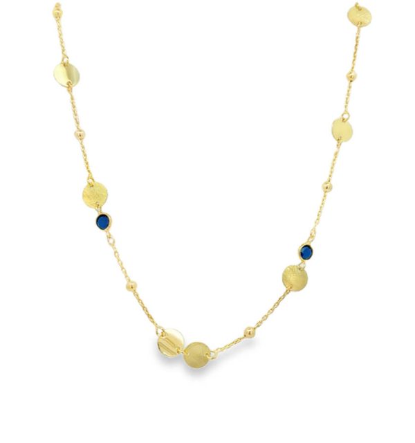 Collier in Silber 925/000 vergoldet mit Zirkonia, Plättchen und Kügelchen