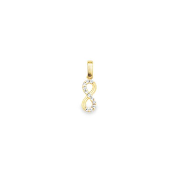 Anhänger in Gelbgold 585/000 in Unendlichkeits Form mit Zirkonia